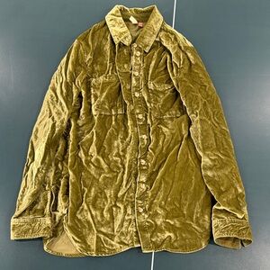 Pilcro Olive Velvet Shirt Jacket